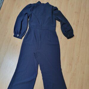 EXPRESS LONG SLEEVE MOCK NECK JUMPSUIT NAVY MEDIUM